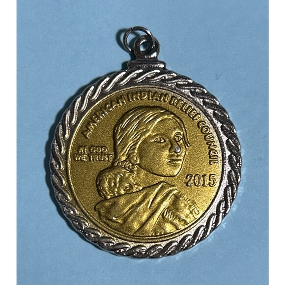 2015 -Sacagawea ,Mohawk Iron Workers Medal, Gold Tone Ltd Ed. - Picture 1 of 2